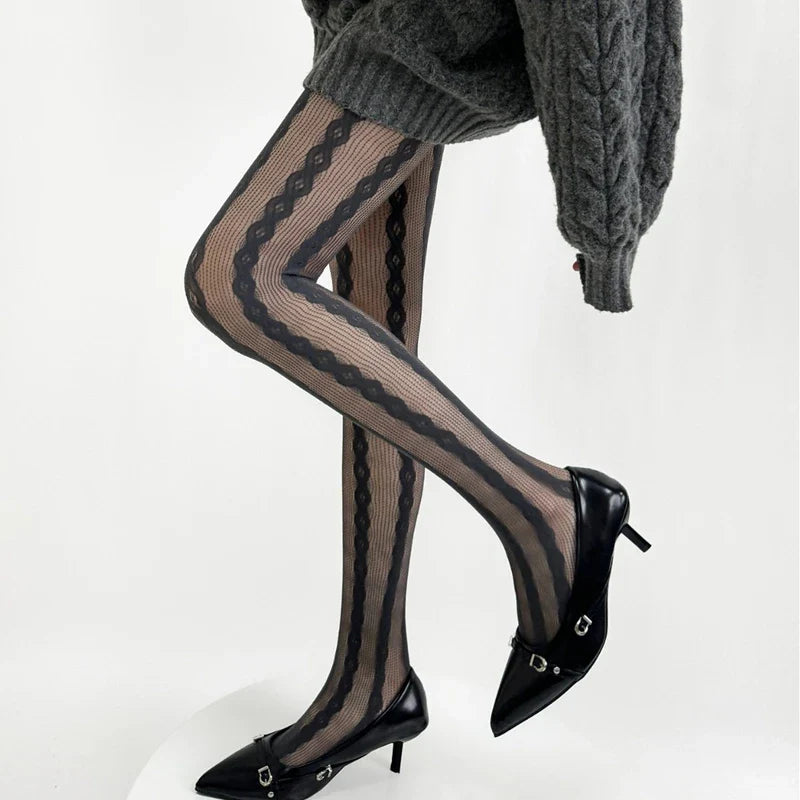Tights for Women Lace Mesh Fishnet Retro Pantyhose