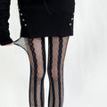 Tights for Women Lace Mesh Fishnet Retro Pantyhose - black / One Size
