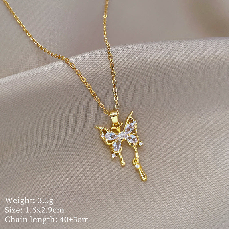 Titanium Steel Butterfly Drop Pendant Necklace Personality - electronic accessories