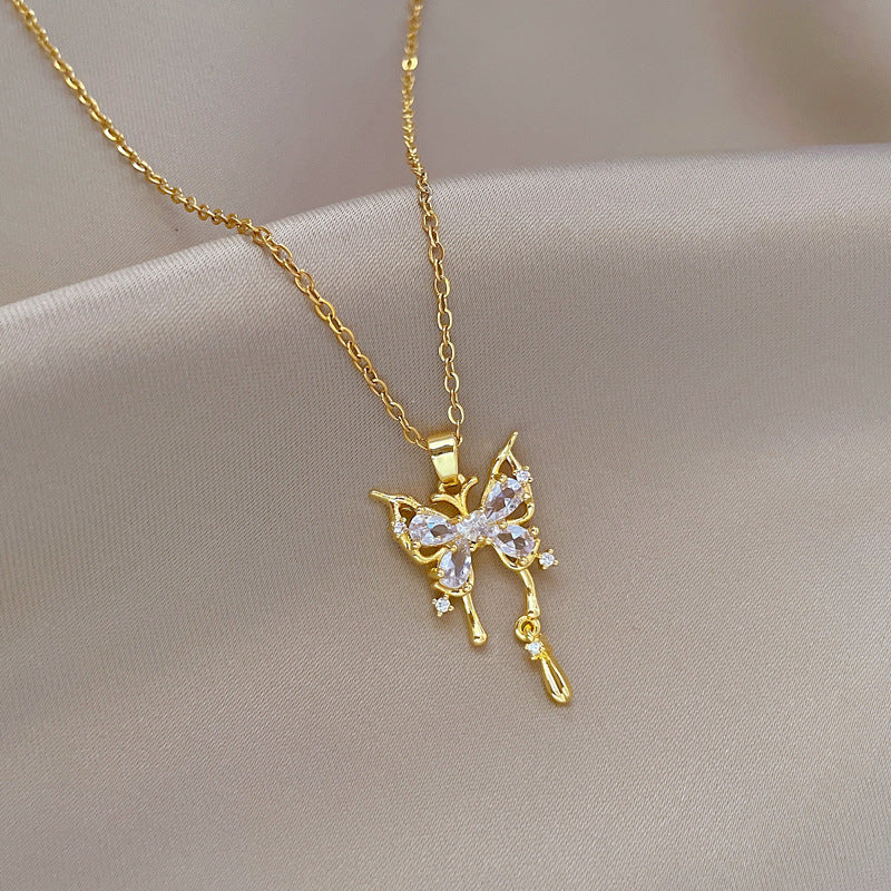 Titanium Steel Butterfly Drop Pendant Necklace Personality - electronic accessories