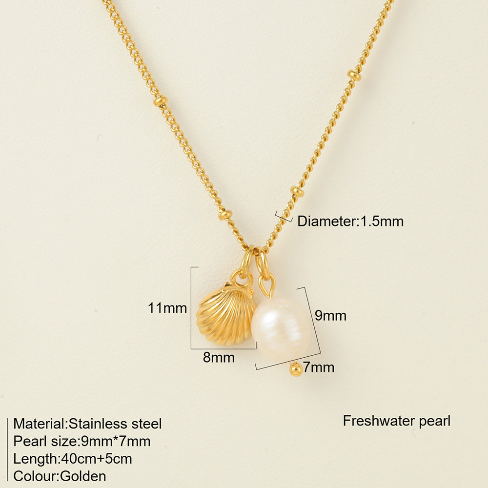 Titanium Steel Conch Turtle Shell Retro Easy Matching Necklace - 1888G - electronic accessories