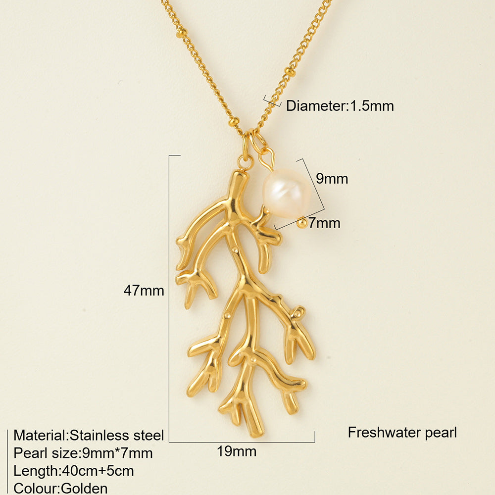 Titanium Steel Conch Turtle Shell Retro Easy Matching Necklace - Seaweed 1913 - electronic accessories