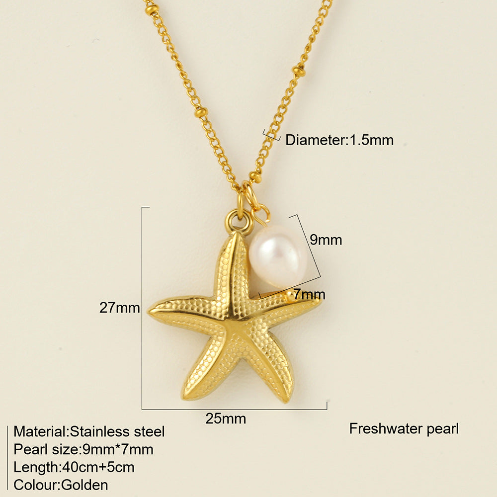 Titanium Steel Conch Turtle Shell Retro Easy Matching Necklace - Starfish 1940 - electronic accessories