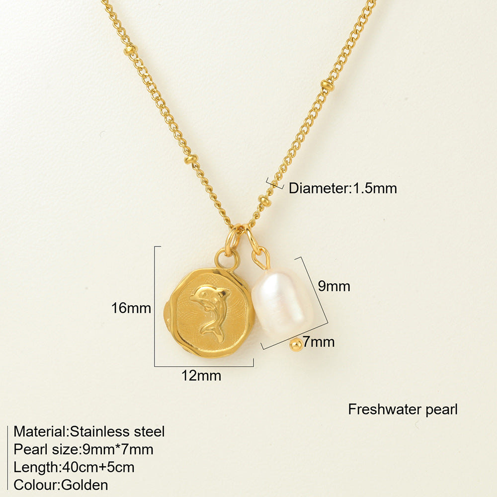 Titanium Steel Conch Turtle Shell Retro Easy Matching Necklace - Dolphin G17 - electronic accessories