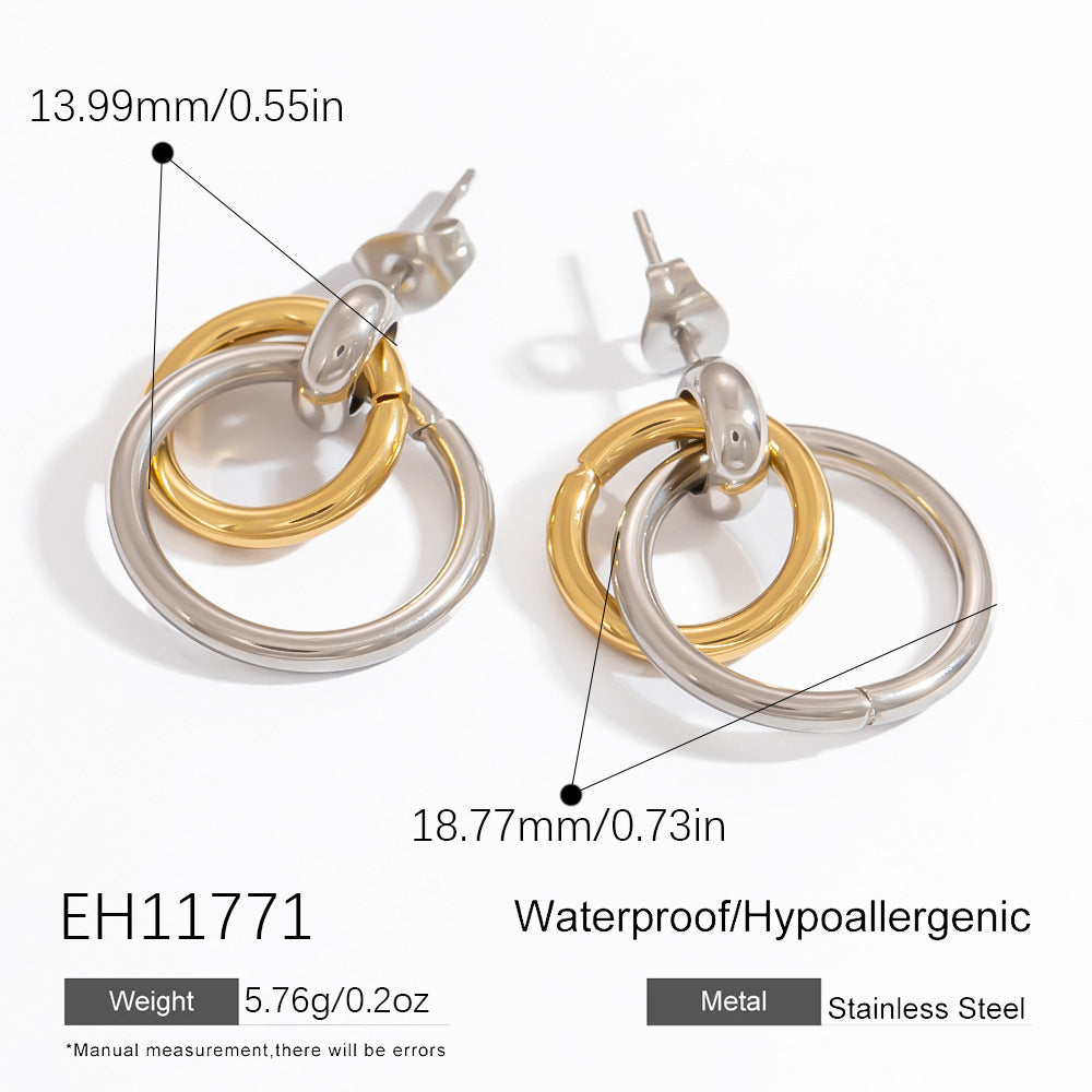 Titanium Steel Ear Studs Female - EH11771 / 18K Real Gold - electronic accessories