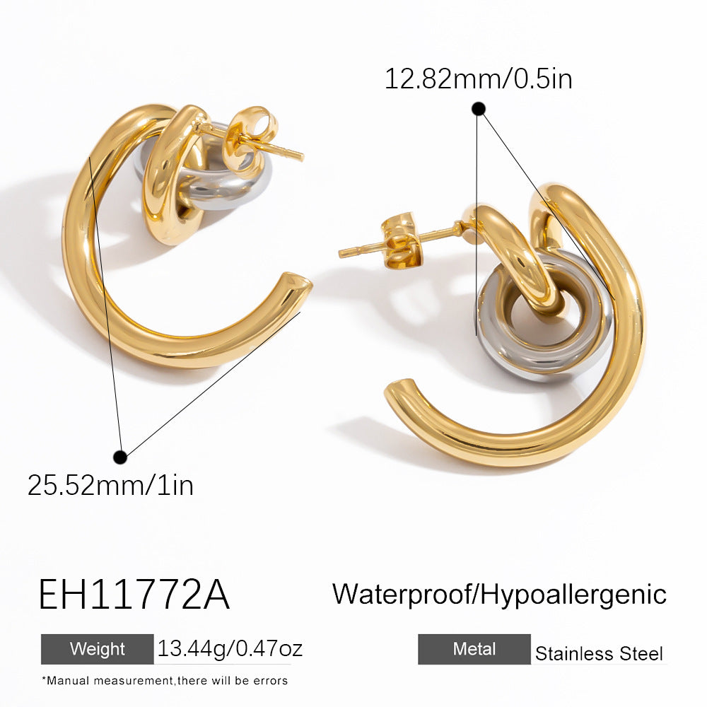 Titanium Steel Ear Studs Female - EH11772A / 18K Real Gold - electronic accessories