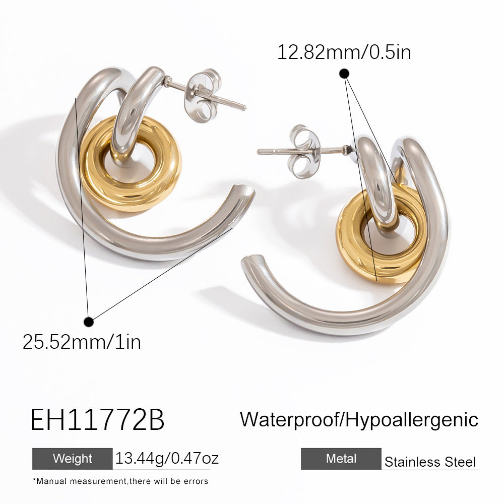Titanium Steel Ear Studs Female - EH11772B / 18K Real Gold - electronic accessories