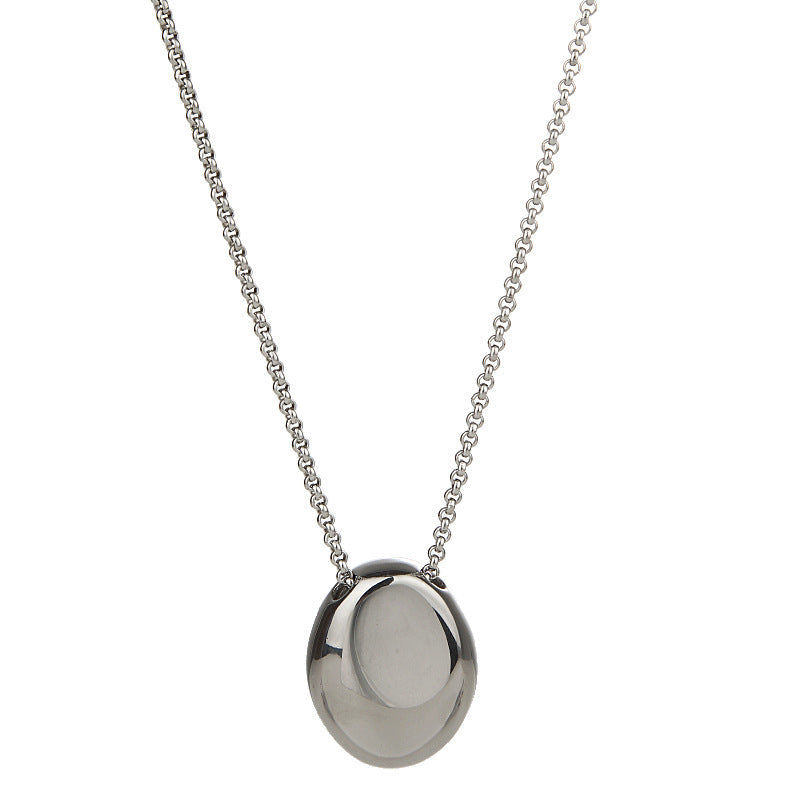 Titanium Steel Oval Pendant Necklace For Women Light Luxury Minority - electronic accessories