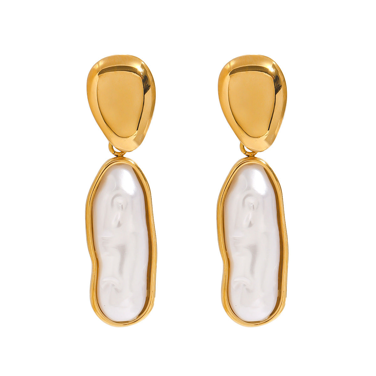 Titanium Steel Pearl Stud Earrings Light Luxury - Gold - electronic accessories