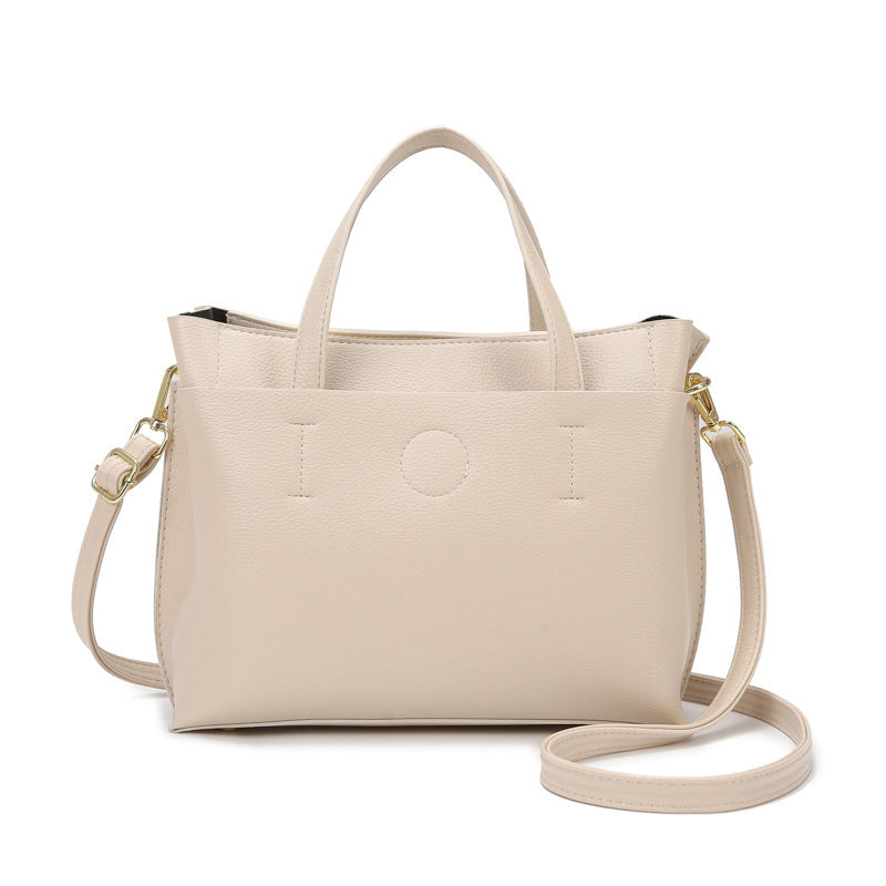 Tote Bag Large Capacity Multi-compartment Soft Surface Messenger - Beige - Dress Shirts