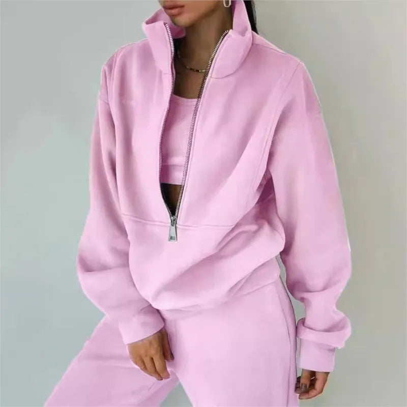 Tracksuit Set Comfortable Warm Zipper Two-piece Sets