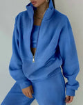 Tracksuit Set Comfortable Warm Zipper Two-piece Sets - Blue / M