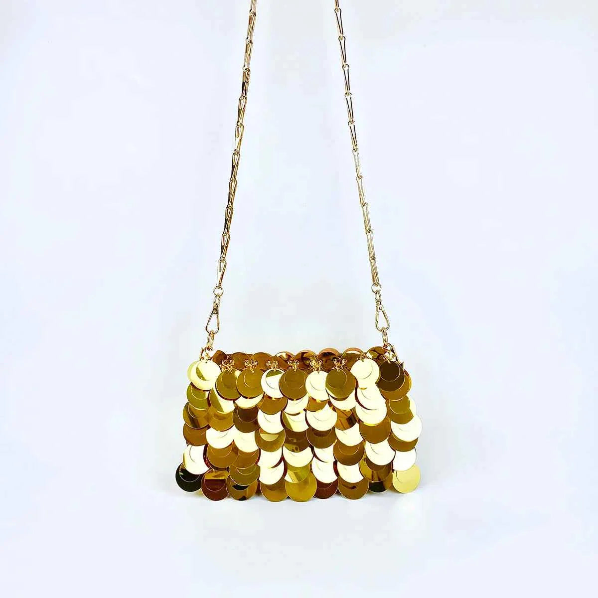 Trendy and Cool Gold Glitter Chain Bag