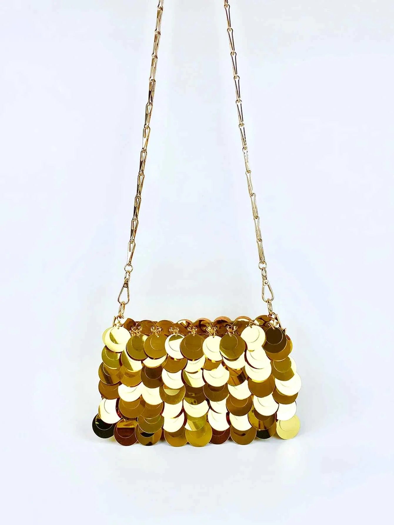 Trendy and Cool Gold Glitter Chain Bag