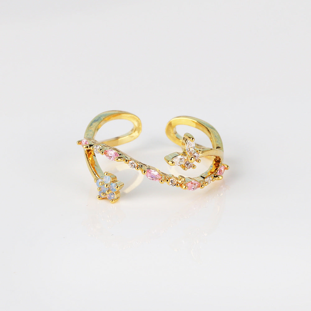 Triangle Diamond Small Blue Bouquet Ring - electronic accessories