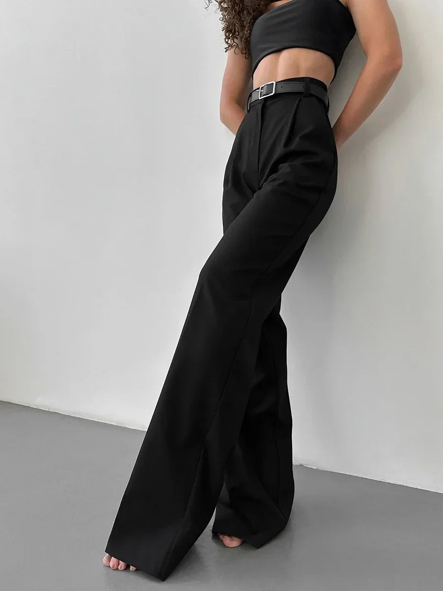 Trousers Women High Waist Pants - black / S