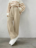 Trousers Women High Waist Pants - Khaki / M
