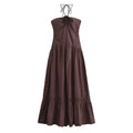 Tube Top Hanging Neck Dress - L / Brown - Other