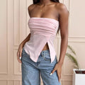 Tube Top Outer Wear Summer Sleeveless Vest Female Irregular Tank-top - Lotus Root Color / L - Other