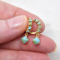 Turquoise Encircling Ear Ring With Embellished Stud Earrings - Golden Eardrops / A Pair - electronic accessories