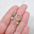 Turquoise Encircling Ear Ring With Embellished Stud Earrings - Golden Eardrops / A Pair - electronic accessories