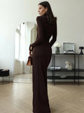 Turtleneck Thigh High Split Maxi Dress For Women Fashion - Other