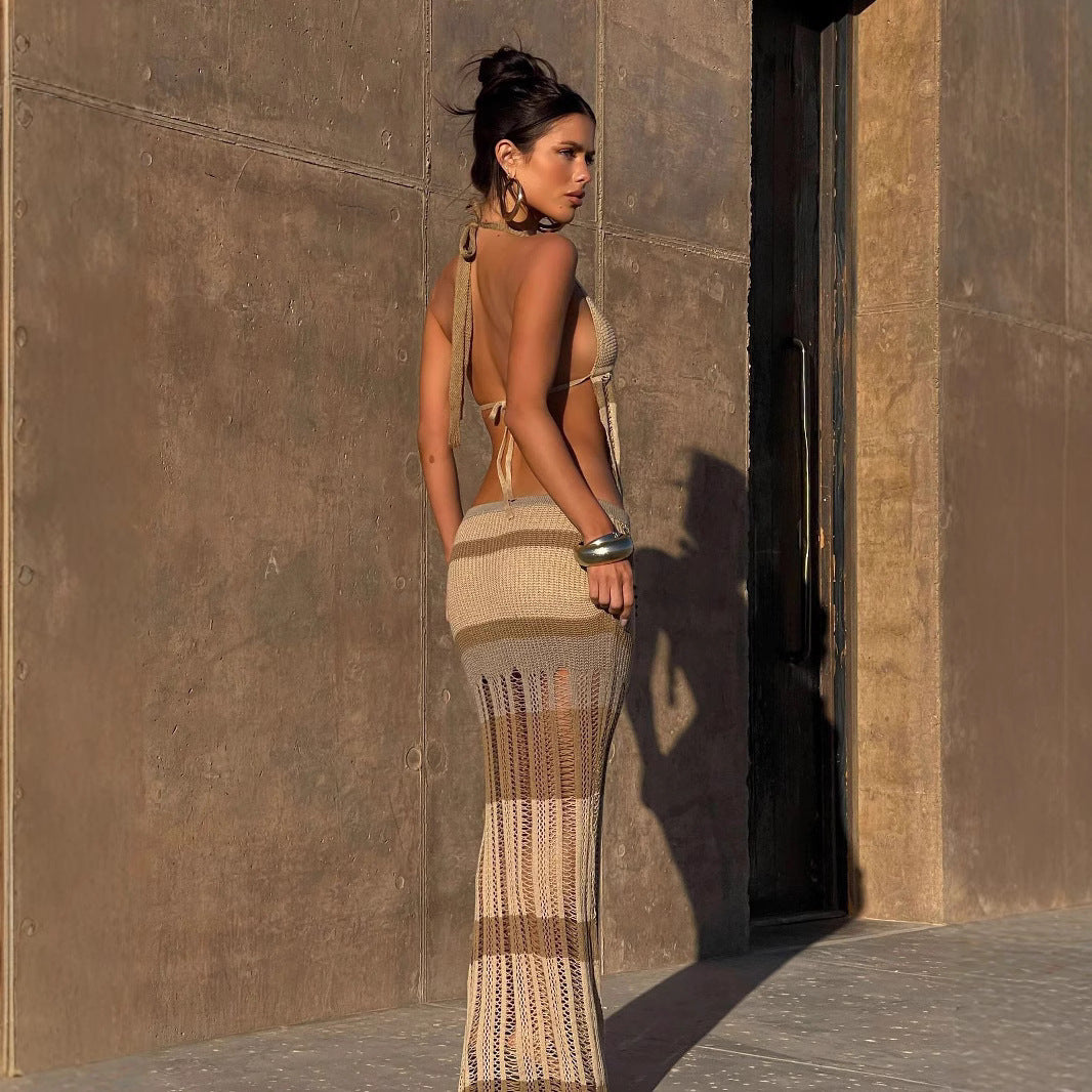 Two-piece Set Halter Wrapped Chest Hollow - Other