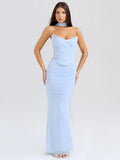 Two Piece Sets Women Strapless Crop Tops And Skirt - Other