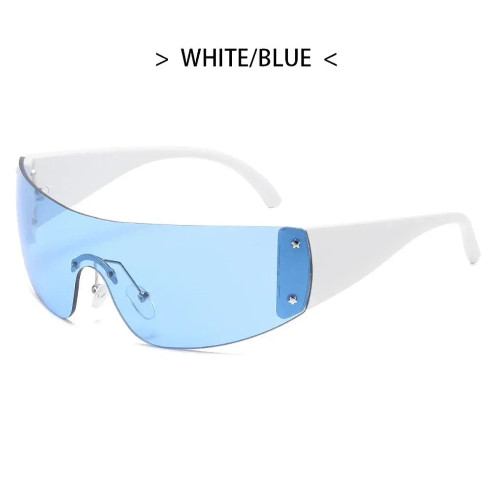 Unique Irregular Hip Hop Sunglasses For Women - 4-White-Blue / As Picture