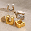 Unique Sterling Stainless Steel Glossy Square Ear Cuff