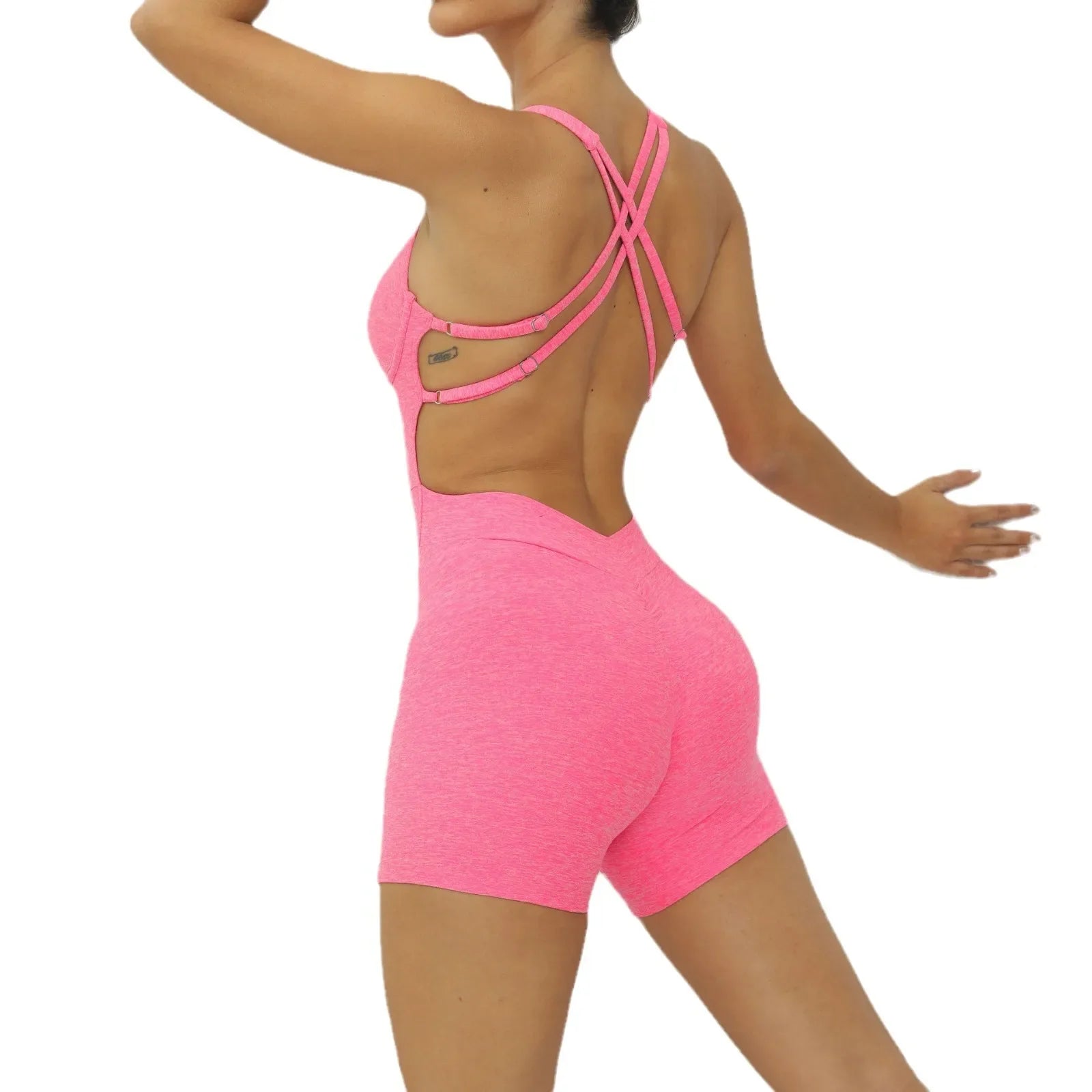 V Back One-Piece Suit Scrunch Sports Jumpsuit