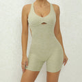 V Back One-Piece Suit Scrunch Sports Jumpsuit - Army Green / L / CHINA