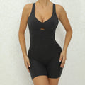 V Back One-Piece Suit Scrunch Sports Jumpsuit - Charcoal Grey / S / CHINA