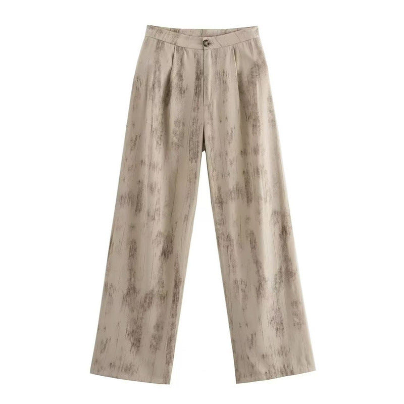 V-neck Buttons Decorative Lace-up Sleeveless Waistcoat Vest Wide-leg Casual Pants Suit - Other