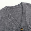 V Neck Cropped Cardigan for Women - Long Sleeve Twist Knitted Sweater Coat - Other