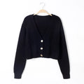 V Neck Cropped Cardigan for Women - Long Sleeve Twist Knitted Sweater Coat - Other
