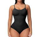 V Neck Spaghetti Strap Bodysuit Compression Body Suits - black / XS（old）