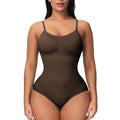 V Neck Spaghetti Strap Bodysuit Compression Body Suits - brown / XL