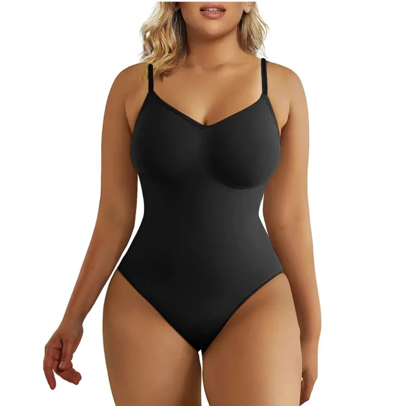 V Neck Spaghetti Strap Bodysuits Compression Body Suits