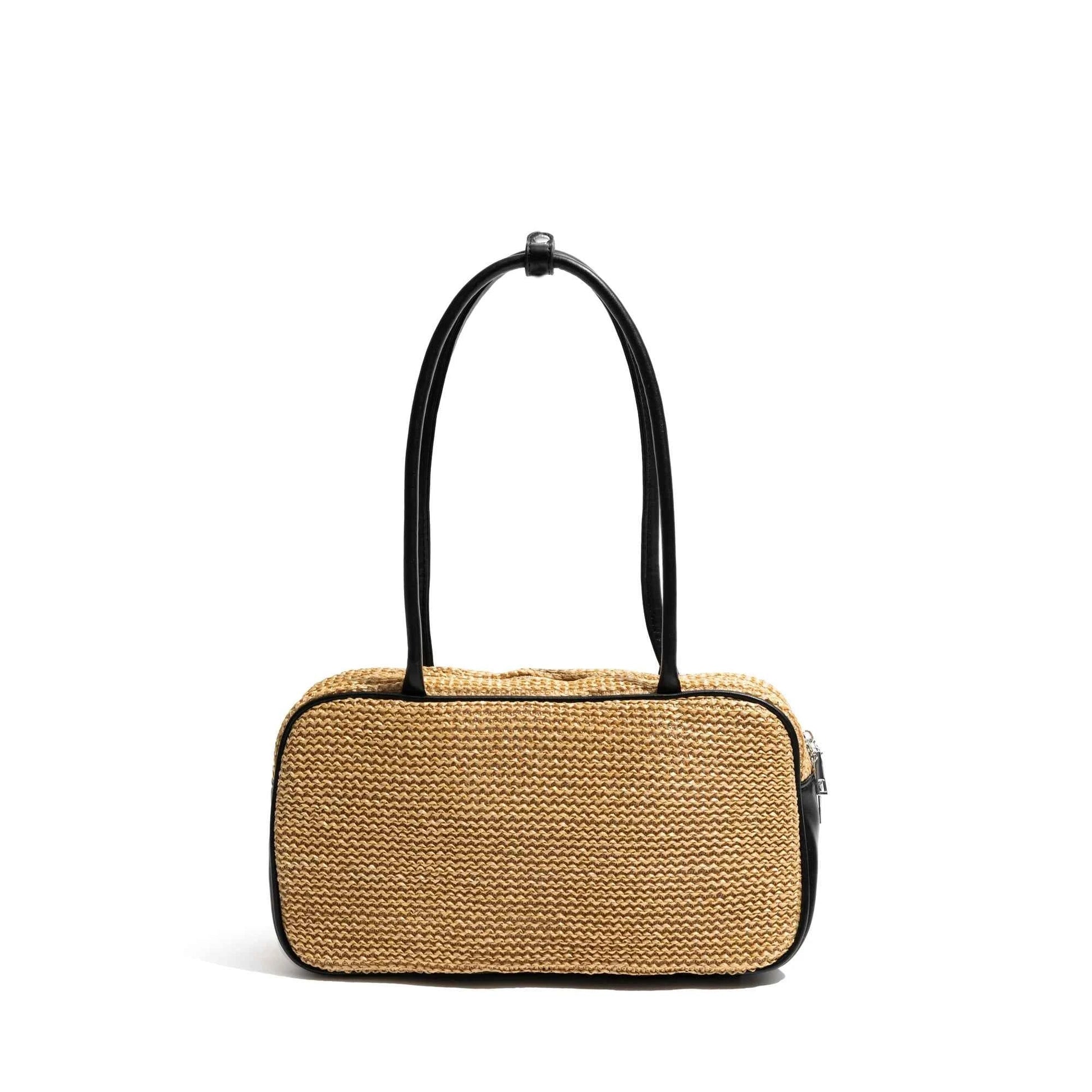 Versatile Straw Weave Boston Armpit Shoulder Purse
