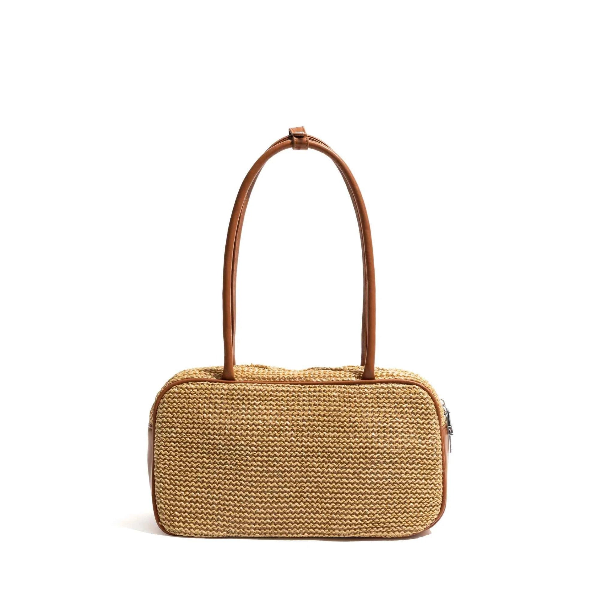 Versatile Straw Weave Boston Armpit Shoulder Purse