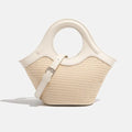 Versatile Straw Woven Handbags Handmade Tote Summer Beach Shoulder Bag - Beige