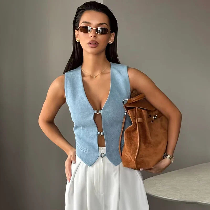 Vest Top For Women Sleeveless V Neck