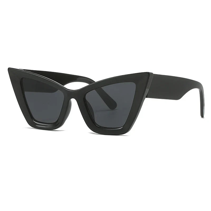 Vintage Cat Eye Sunglasses for Women - Black-Black / As the picture