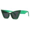 Vintage Cat Eye Sunglasses for Women - GreenFlower-Black / As the picture