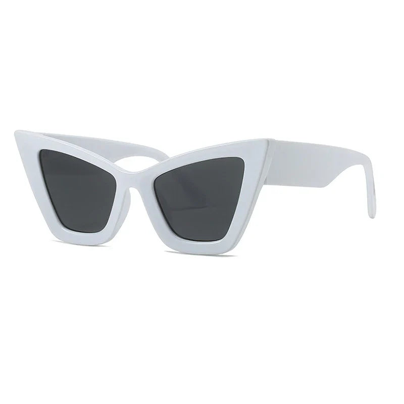 Vintage Cat Eye Sunglasses for Women - White-Black / As the picture