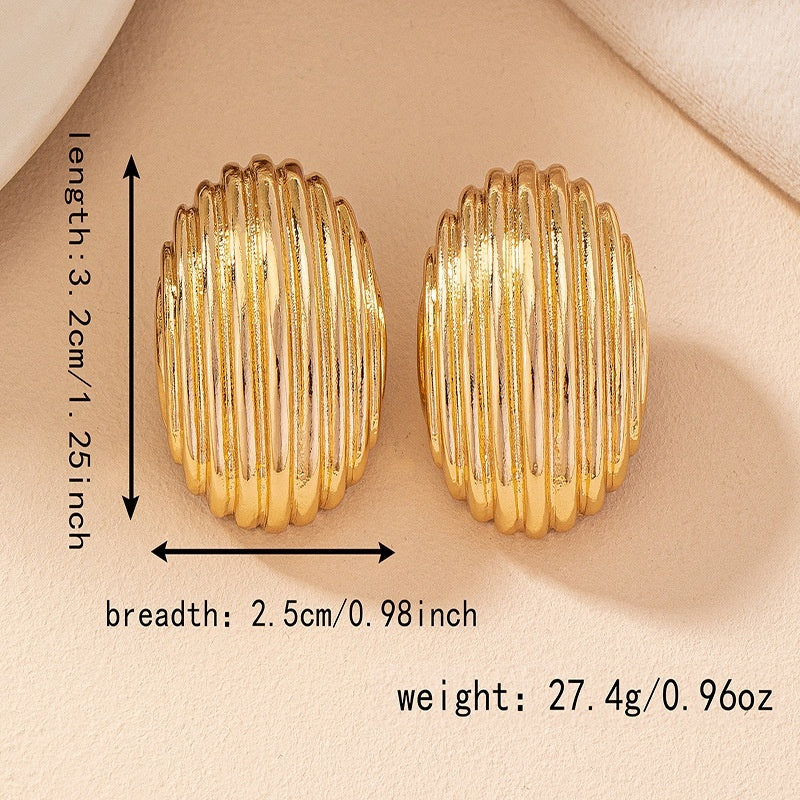 Vintage Crumpled Metal Hollow Semi-circle Earrings - Gold - electronic accessories