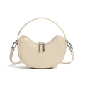 Vintage Genuine Leather Crescent Small Shoulder Crossbody Bags For Women - Beige