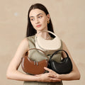 Vintage Genuine Leather Crescent Small Shoulder Crossbody Bags For Women