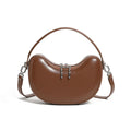 Vintage Genuine Leather Crescent Small Shoulder Crossbody Bags For Women - Brown